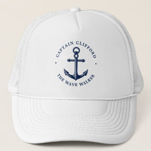 Boat Captain   Custom Name Anchor Trucker Hat