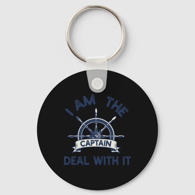 Boat Captain Men Women Funny Boating Sailing Ponto Keychain (Front)