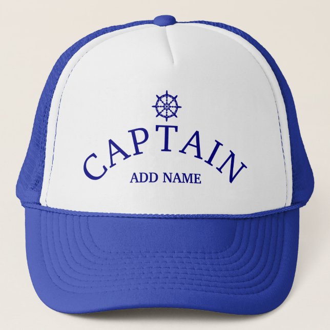 Boat Captain (Personalize Captain's Name) Trucker Hat (Front)