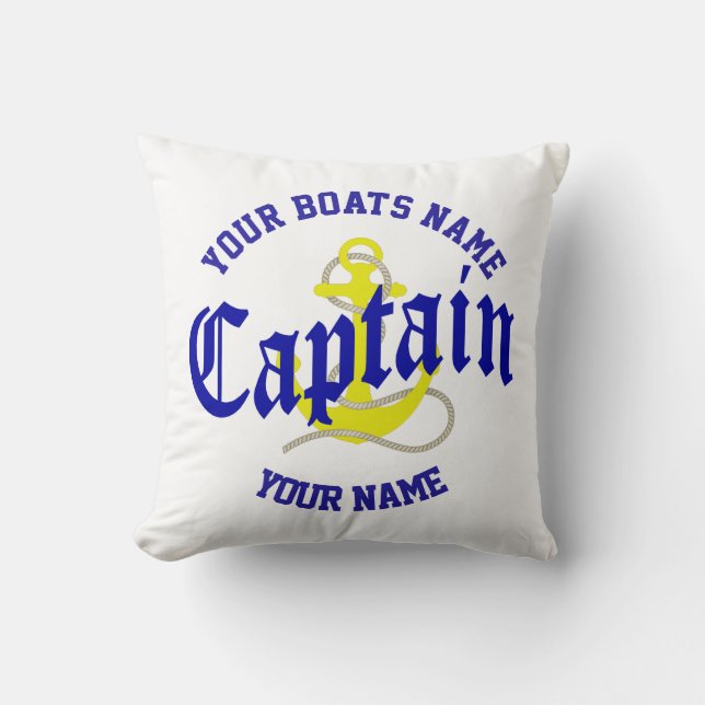 Boat Captain with anchor Throw Pillow (Front)