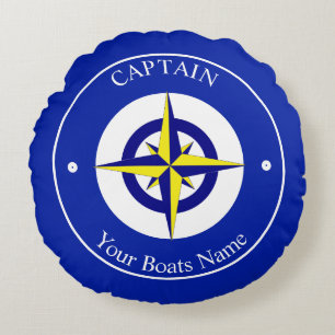 Boat captains nautical round pillow