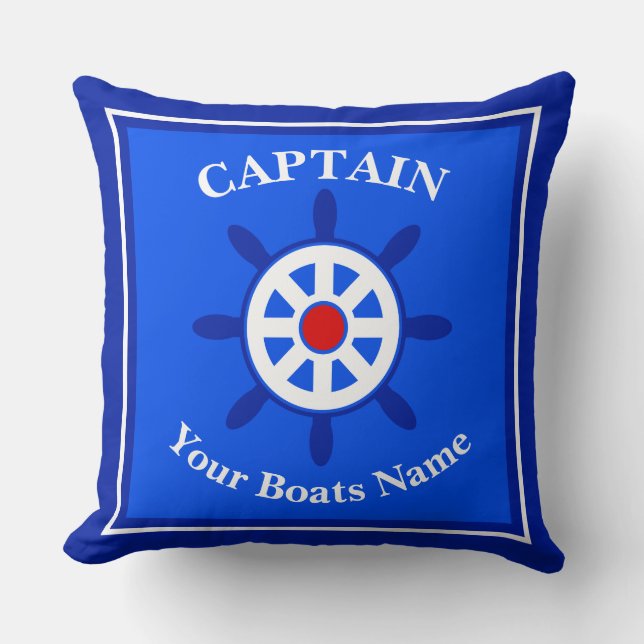Boat captains ships wheel throw pillow (Front)