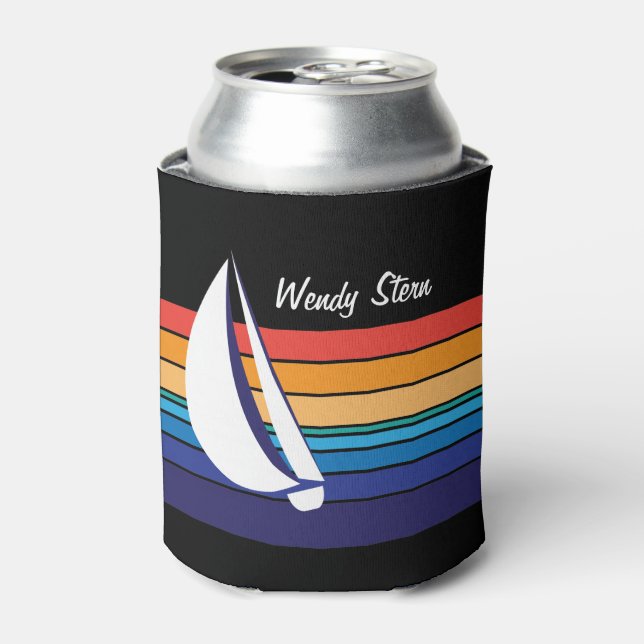 Boat Colour Square_horizontal hues_personalized Can Cooler (Can Front)