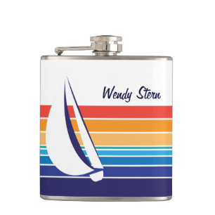 Boat Colour Square_horizontal hues_personalized Hip Flask