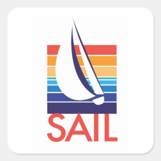 Boat Colour Square_Sail_ocean-to-sunset Square Sticker