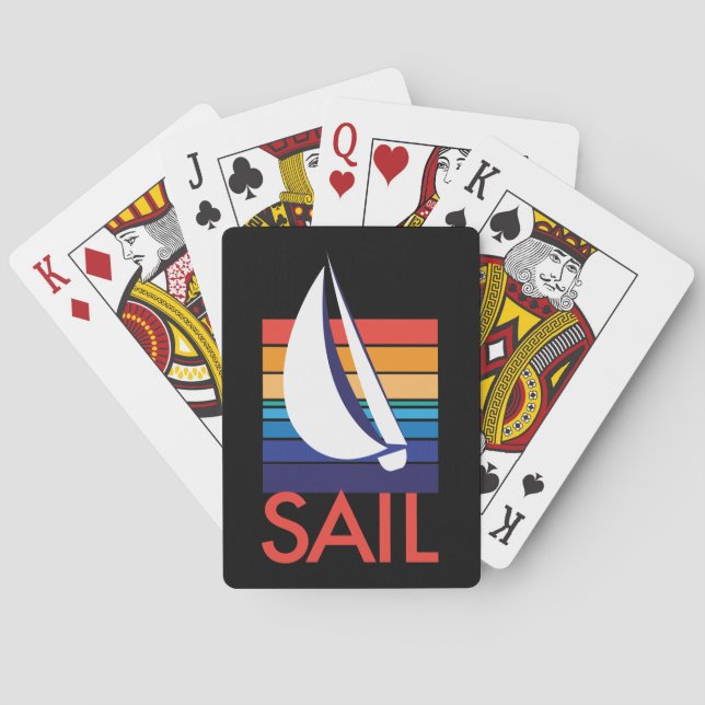 Boat Colour Square_Sail_on black Playing Cards (Back)