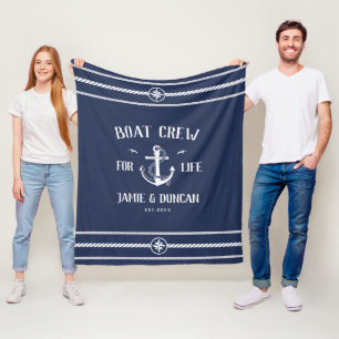Boat Crew For Life Nautical Modern Custom Name Fleece Blanket