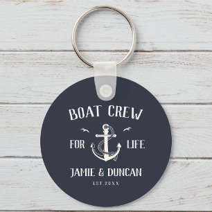 Boat Crew For Life Nautical Modern Custom Name Keychain