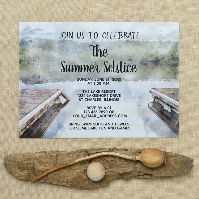 Boat Docks Summer Solstice Lake Party Invitation (Creator Uploaded)