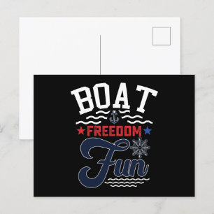 Boat Freedom Fun 4th Of July Boater  Postcard