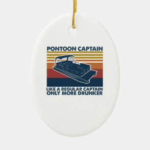 Boat Gift   Funny Vintage Pontoon Boat Gift Idea Ceramic Ornament