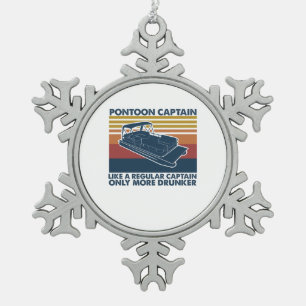 Boat Gift   Funny Vintage Pontoon Boat Gift Idea Snowflake Pewter Christmas Ornament