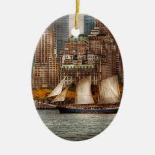 Boat - Governors Island, NY - Lower Manhattan Ceramic Ornament