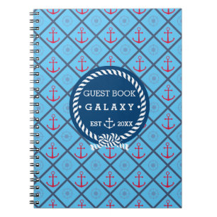 Boat Guest Book I Nautical Icons Turquoise Blue