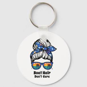 Boat Hair Don't Care Messy Bun Beach Women's Funny Keychain