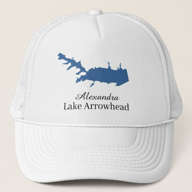 Boat hair Don't Care Personalize Lake Arrowhead Trucker Hat (Front)