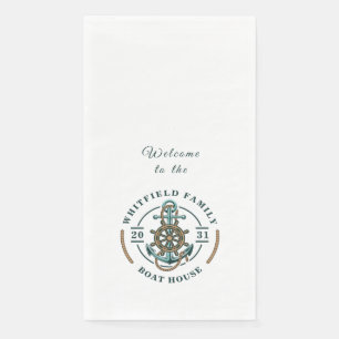 Boat House Anchor Boat Wheel Year Est Personalized Napkin