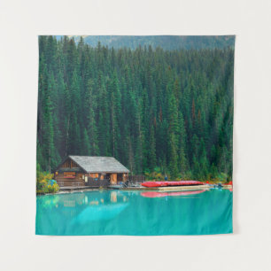 Boat house by Lake Louise in Banff National Park, Tapestry