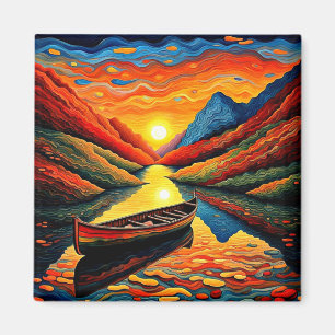 Boat in fjord  15 magnet