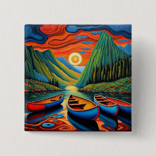 Boat in fjord 9 2 inch square button