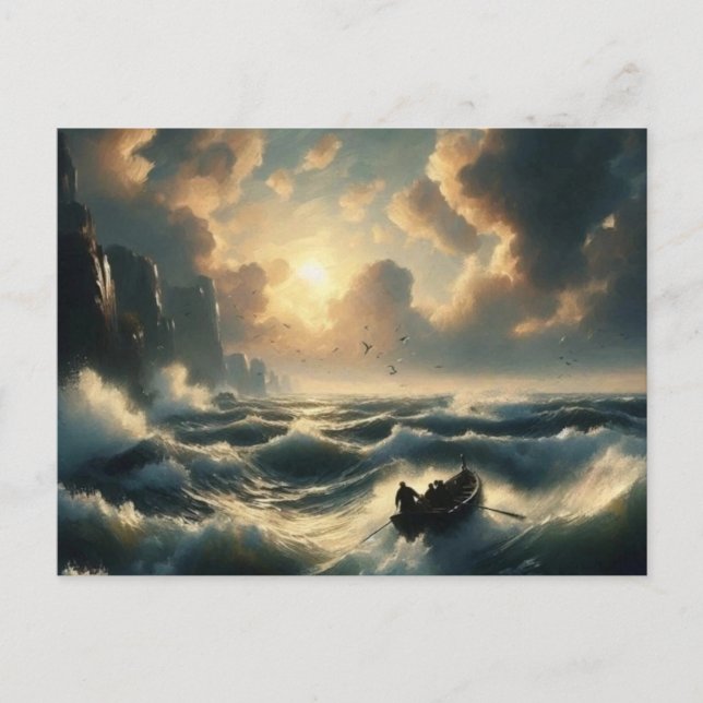 Boat in Rough Waters,  Postcard (Front)