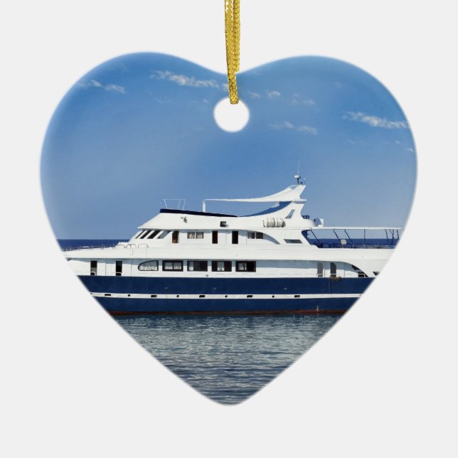 boat in the sea ceramic ornament (Front)