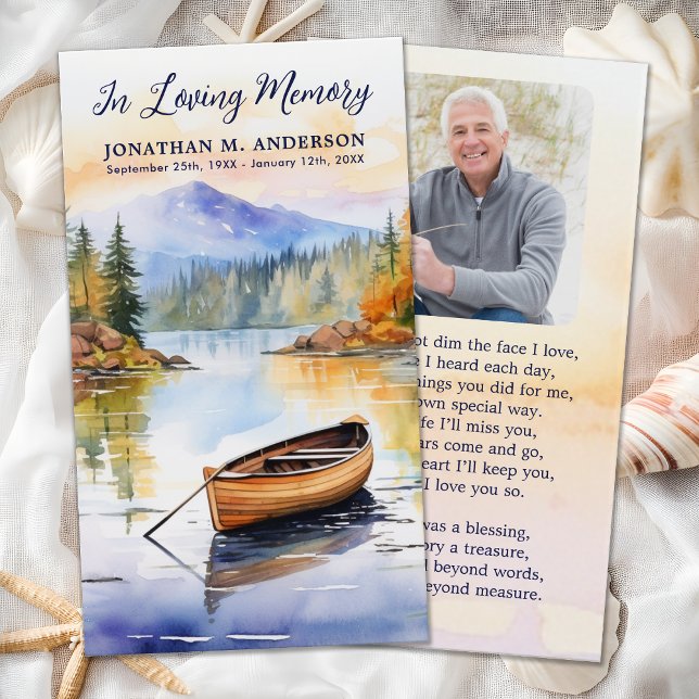 Boat Lake Memorial Photo Funeral Prayer Card (Creator Uploaded)