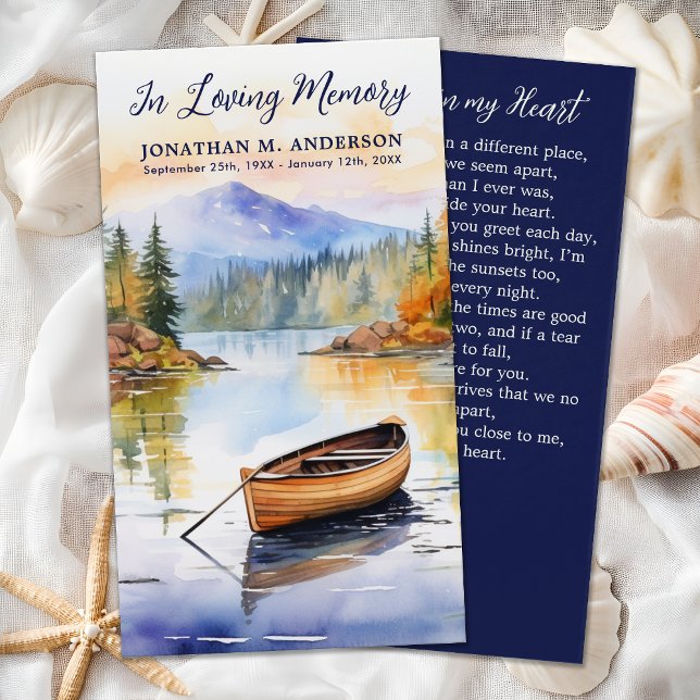 Boat Lake Modern Memorial Funeral Prayer Card (Creator Uploaded)