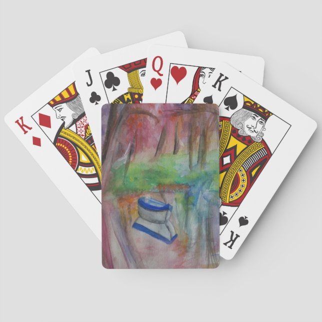 Boat Lake Watercolor Art Classic Playing Cards (Back)