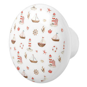 Boat & Lighthouse Ceramic Door Knob