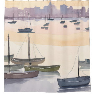 Boat Marina Watercolor Ocean Bay