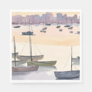 Boat Marina Watercolor Ocean Bay Napkin