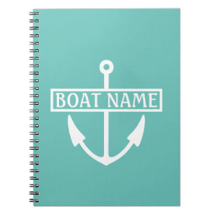 Boat Name Anchor Captain's Log Notebook