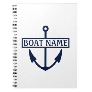 Boat Name Anchor Captain's Log Notebook