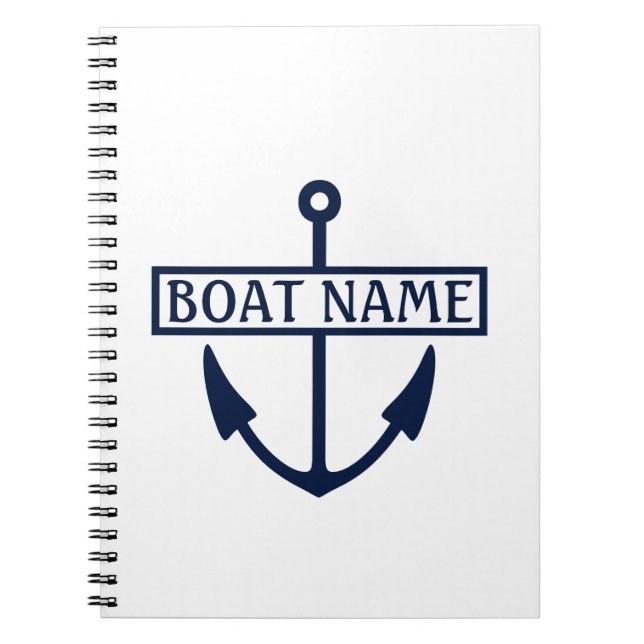 Boat Name Anchor Captain's Log Notebook (Front)