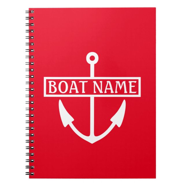 Boat Name Anchor Captain's Log Notebook (Front)