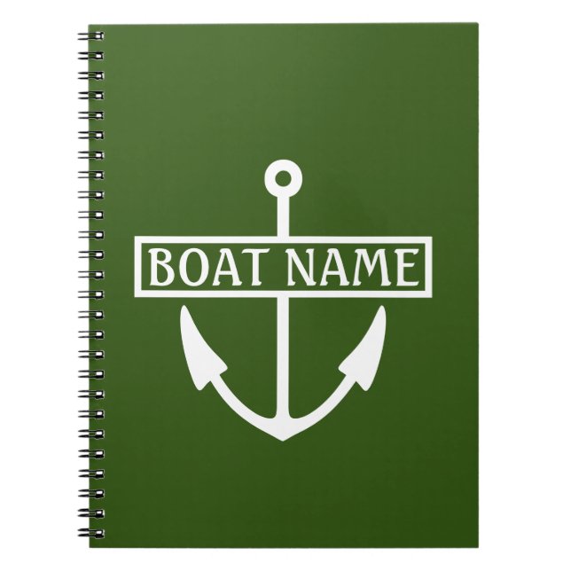 Boat Name Anchor Captain's Log Notebook (Front)