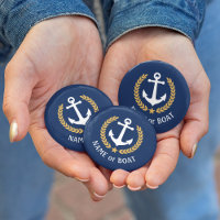 Boat Name Anchor Gold Style Laurel Star Navy Blue