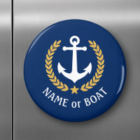 Boat Name Anchor Gold Style Laurel Star Navy Blue