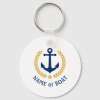 Boat Name Anchor Gold Style Laurel Star Navy White