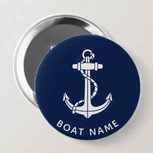 Boat Name Anchor Nautical Custom 4 Inch Round Button