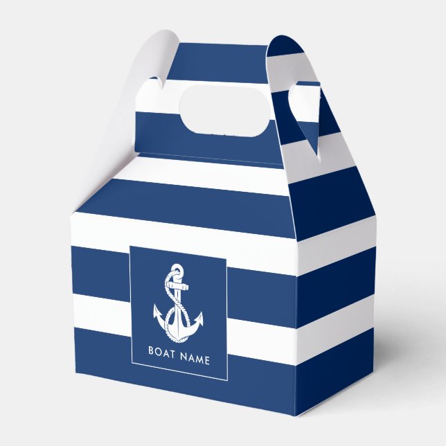 Boat Name Anchor Nautical Custom Favor Box (Front Side)