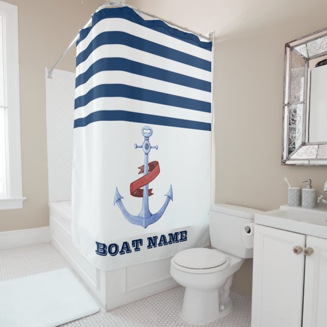 Boat Name,Anchor  Navy Blue White Striped (In Situ)