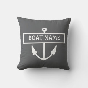 Boat Name Anchor Throw Pillow