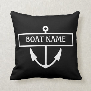 Boat Name Anchor Throw Pillow