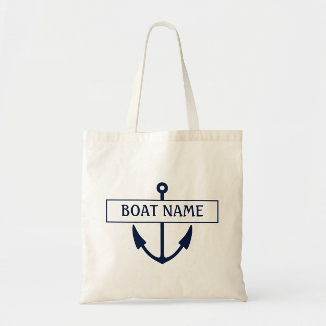 Boat Name Anchor Tote Bag (Front)