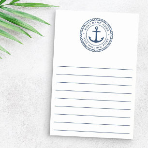 Boat name and hailing port nautical anchor post-it notes