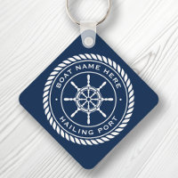 Boat name and hailing port nautical ship's wheel