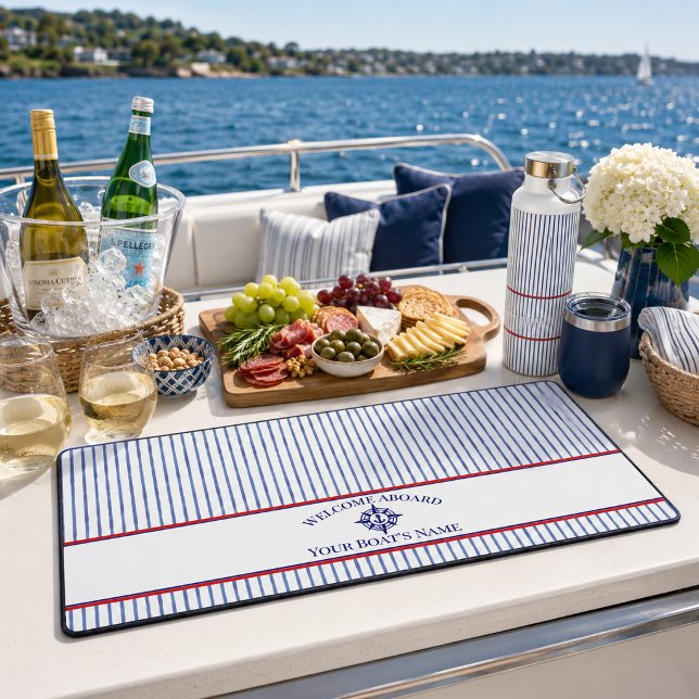 Boat Name Compass Rose Nautical Anchor  Desk Mat (Creator Uploaded)