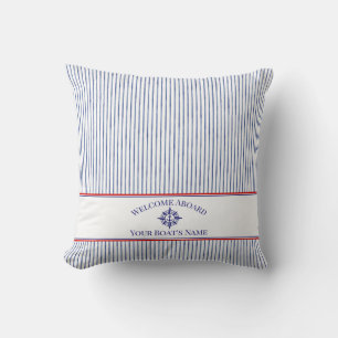 Boat Name Compass Rose Nautical Anchor Throw Pillow
